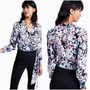 NWT Bar III Farah Botanical Wrap Top